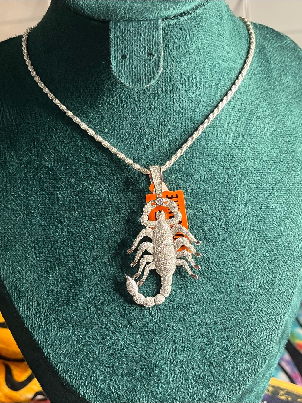 4 CTW Moissanite Scorpion Pendant Necklace 925 Sterling Silver DTP